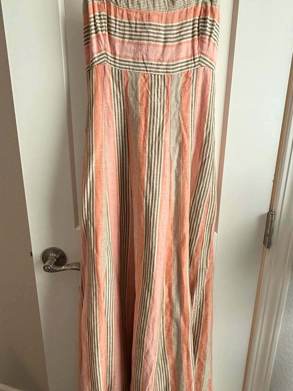 Anthropologie Peach and Cream Striped Maxi Dress - Picture 4 of 7